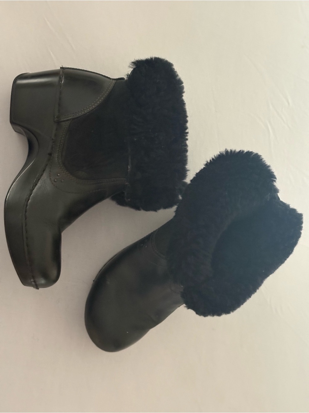 Dansko Black Faux Fur Cuff Ankle Boots